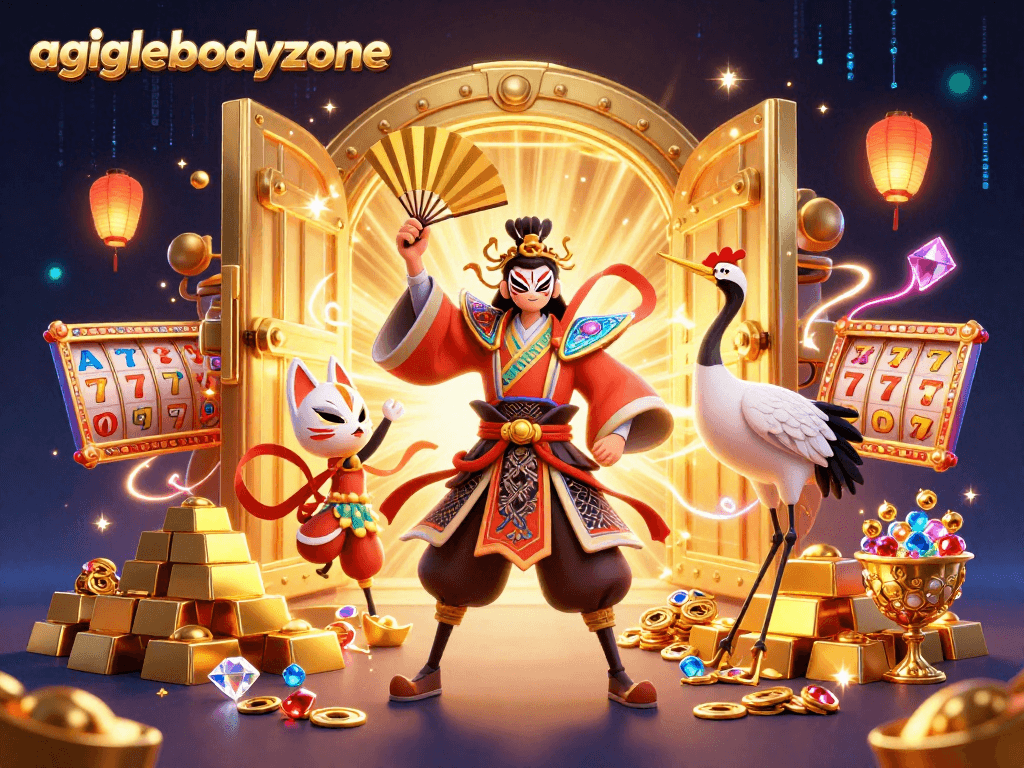 Engage with the agilebodyzone lottery experience featuring vibrant animated characters and dazzling casino elements.