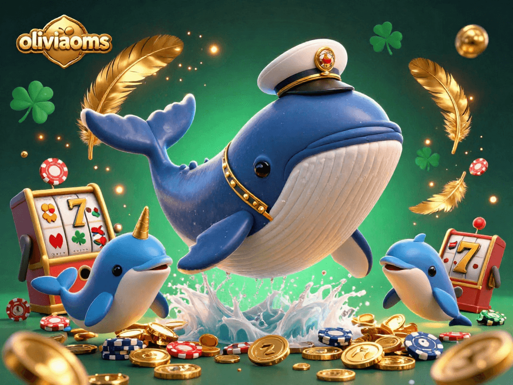 Engage with oliviaooms as a whale and narwhal embrace the thrill of casino slots.