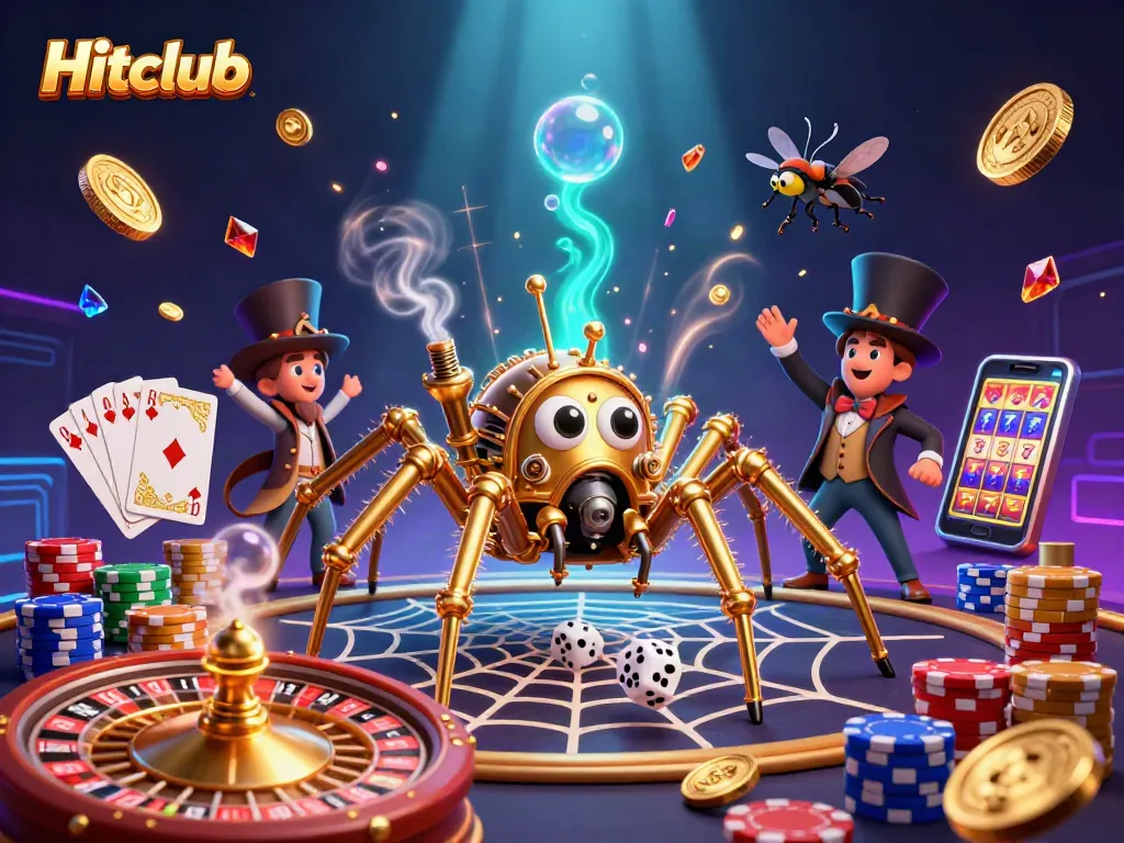 Experience winning strategies at Hitclub with a vibrant steampunk casino illustration.