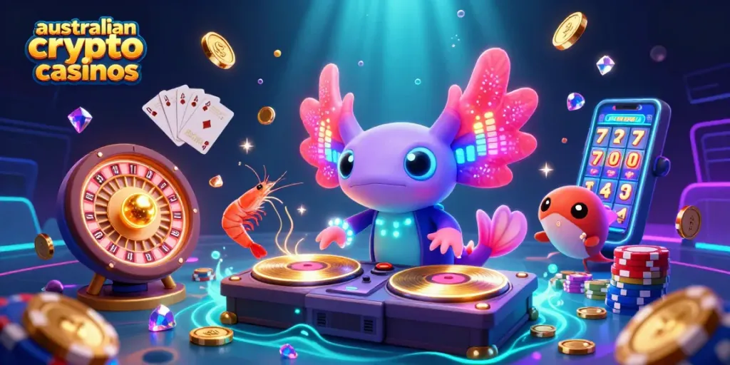 Experience the excitement of australian crypto casinos with vibrant underwater characters and dynamic gaming elements.