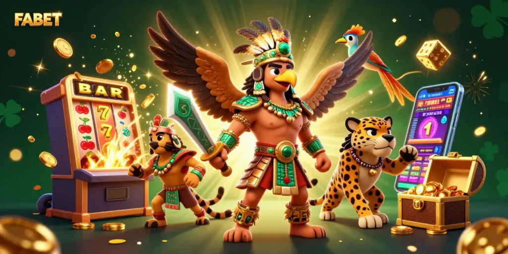 Experience thrilling wins at FABET with dynamic slot action, vibrant game symbols, and exciting jackpot scenes.