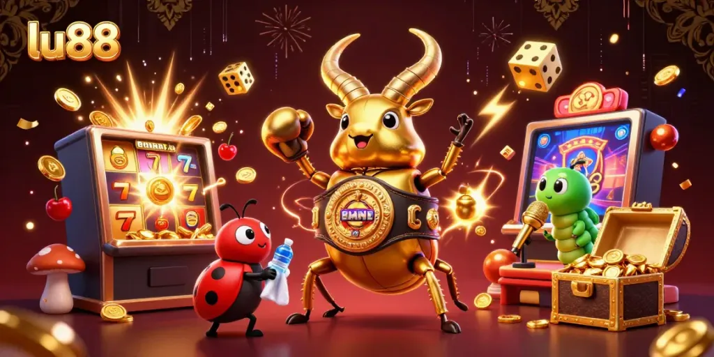 Experience thrilling action at lu88 with a vibrant 3D casino scene featuring a grand jackpot.