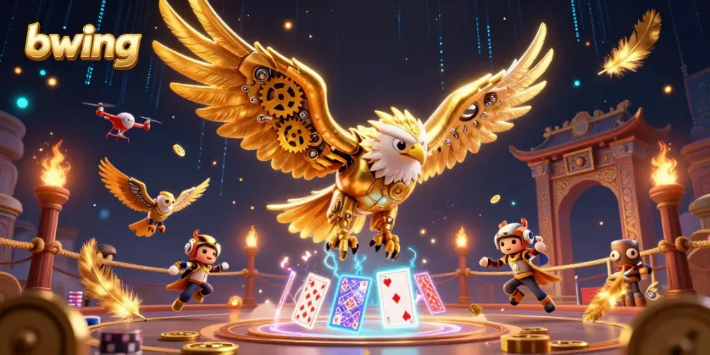 Experience thrilling gameplay with bwing in a vibrant casino scene featuring a golden eagle and exciting game elements.