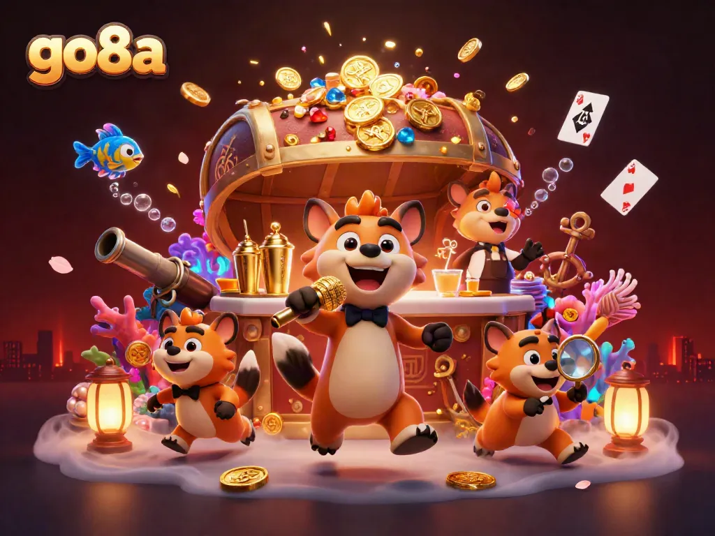 Enjoy the excitement at go8a casino with hyena characters in a vibrant comedy club scene