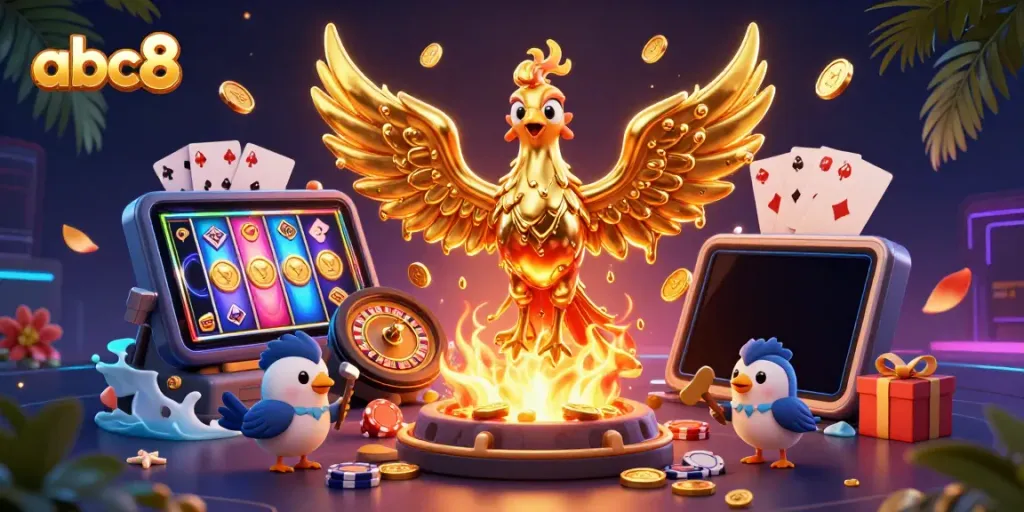 Experience the thrill of abc8 gaming with golden phoenix and vibrant casino elements