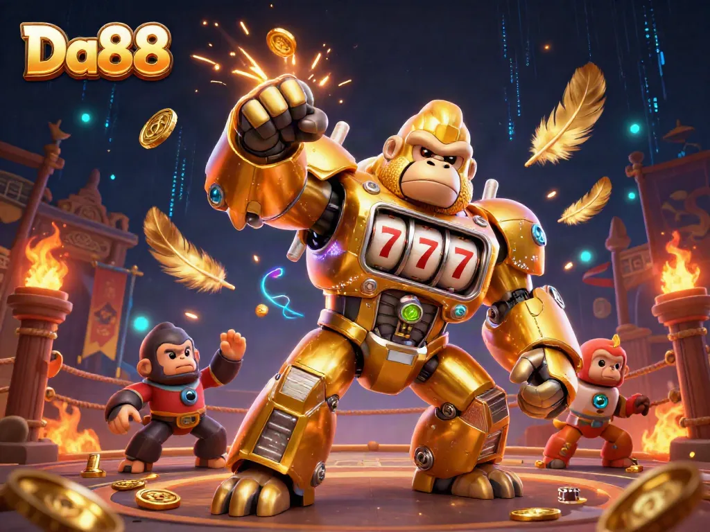 Experience thrilling gaming action at Da88 with dynamic slot machines and vibrant casino elements.