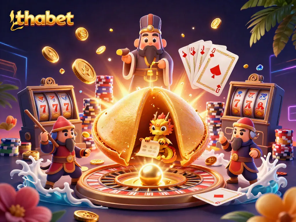 Experience thrilling gameplay at Thabet with vibrant casino illustrations showcasing excitement and rewards.