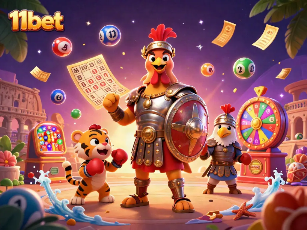 Experience the thrill of winning at 11bet in this vibrant 3D illustration featuring a dynamic casino scene.