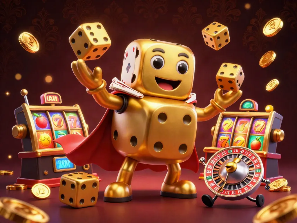 S666 showcases vibrant golden dice juggling and slot reels, emphasizing exciting casino action.
