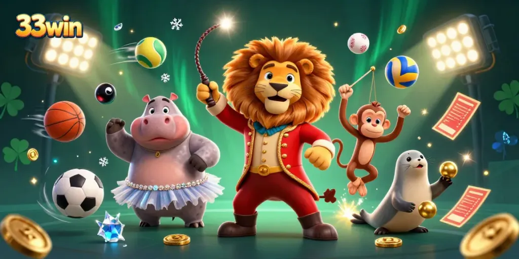 Engage in thrilling gameplay at 33win, featuring a vibrant circus fantasy with lively casino themes.