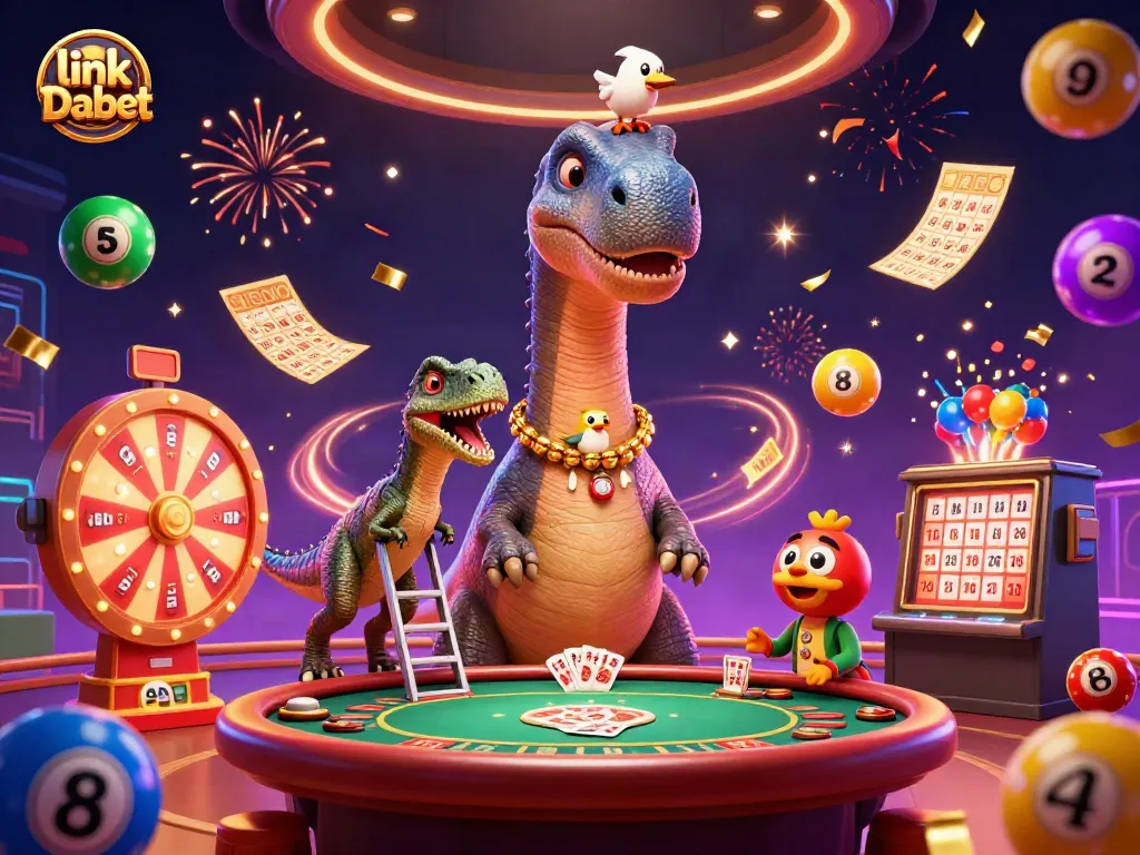 Experience dynamic gameplay with link Dabet as a 3D brontosaurus and clever raptor engage in a lively casino.