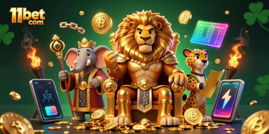 Join the excitement of 11bet com with a vibrant 3D casino illustration featuring dynamic characters and dazzling elements.