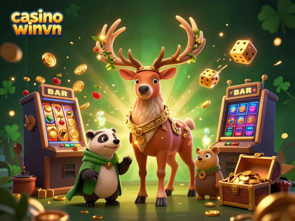 Experience excitement and wins at casino winvn in this vibrant and dynamic gaming illustration.