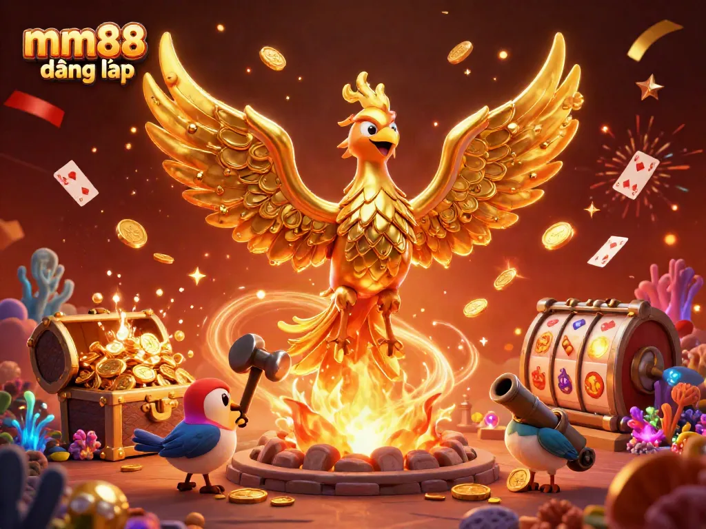 Engage with mm88 đăng nhập through an exciting gaming adventure featuring vibrant 3D characters and rich casino elements.