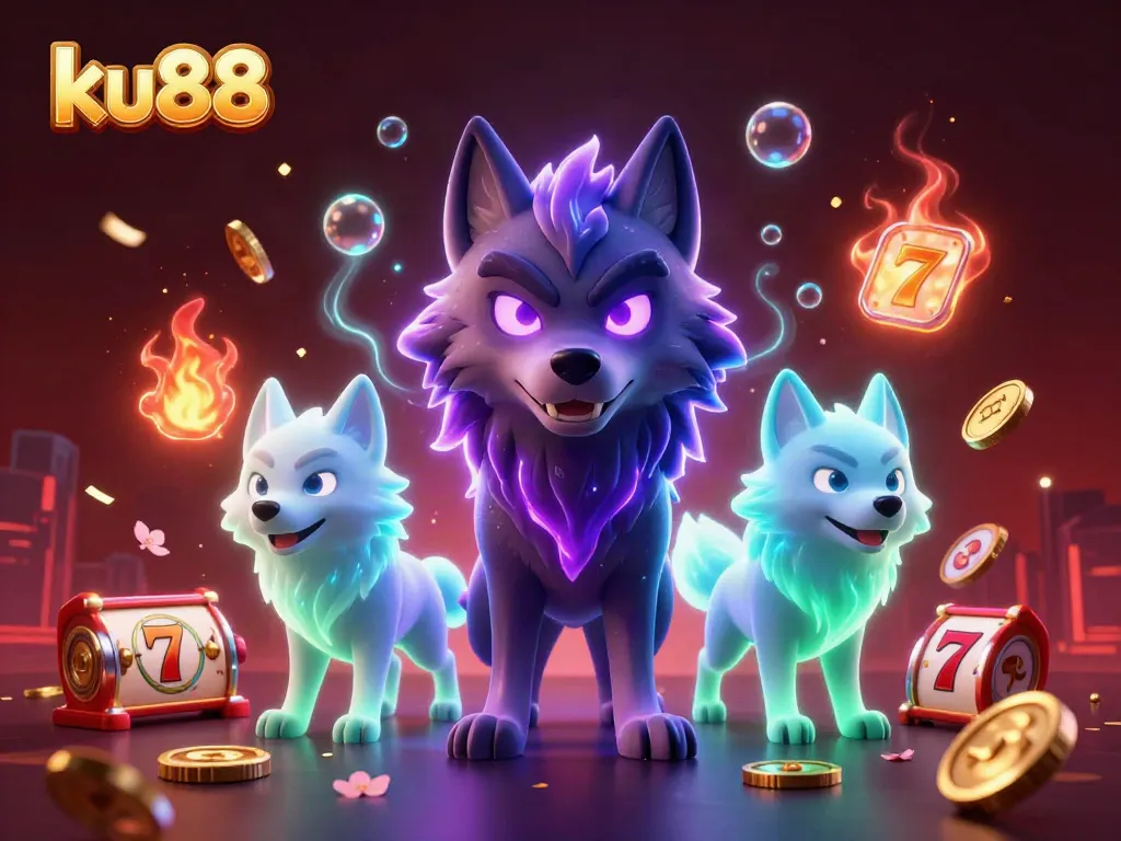 Engage with ku88's thrilling slot games featuring a mesmerizing wolf and dazzling visuals.