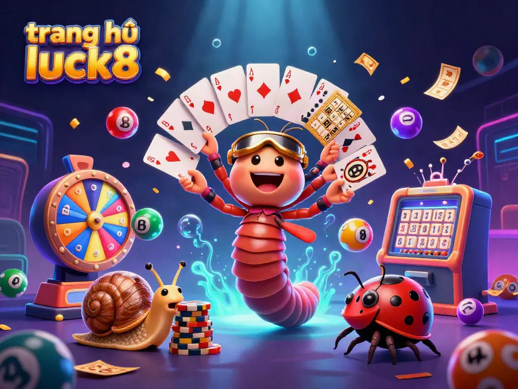 Experience vibrant action on trang chủ luck8 with colorful lottery elements and animated characters.