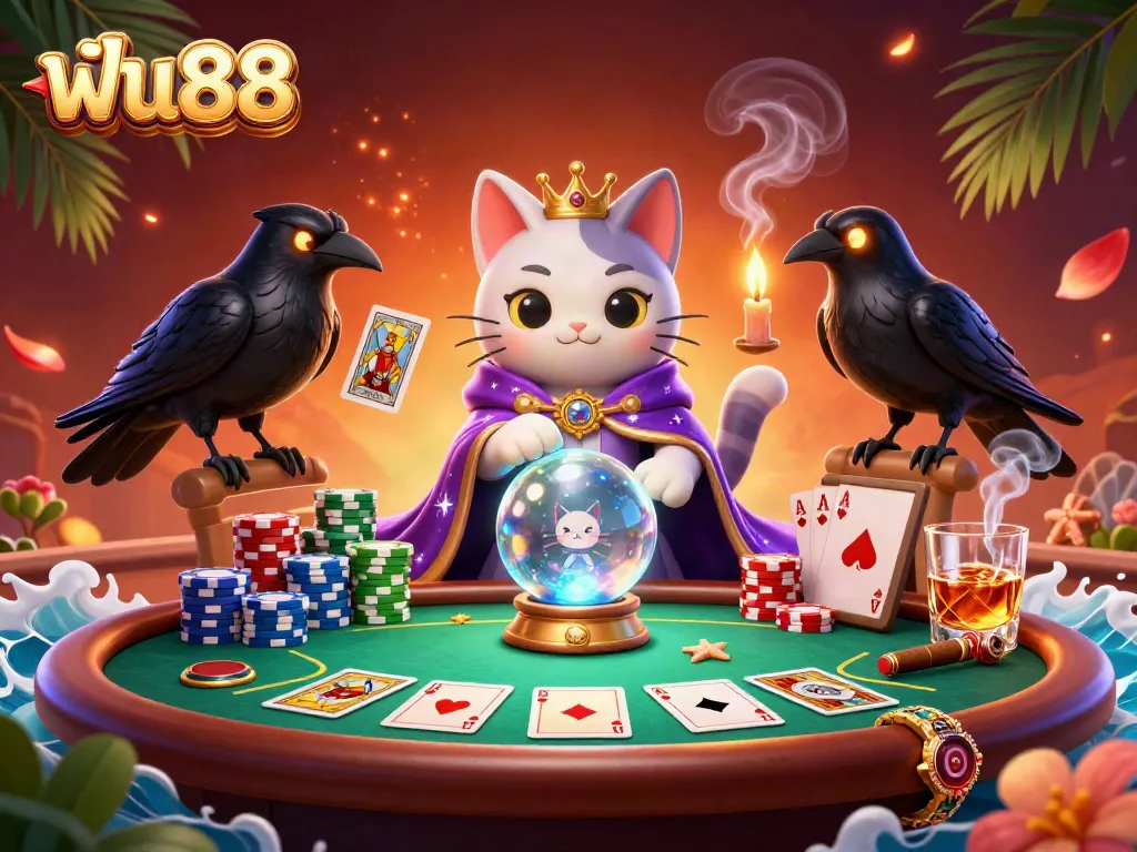 Experience thrilling games at ฟัน88 with this vibrant 3D casino scene featuring mystical characters.