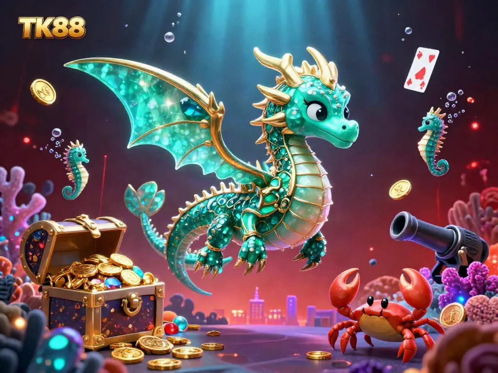 Experience exciting gameplay at TK88 with a lavish underwater theme, featuring sea dragons and treasure!