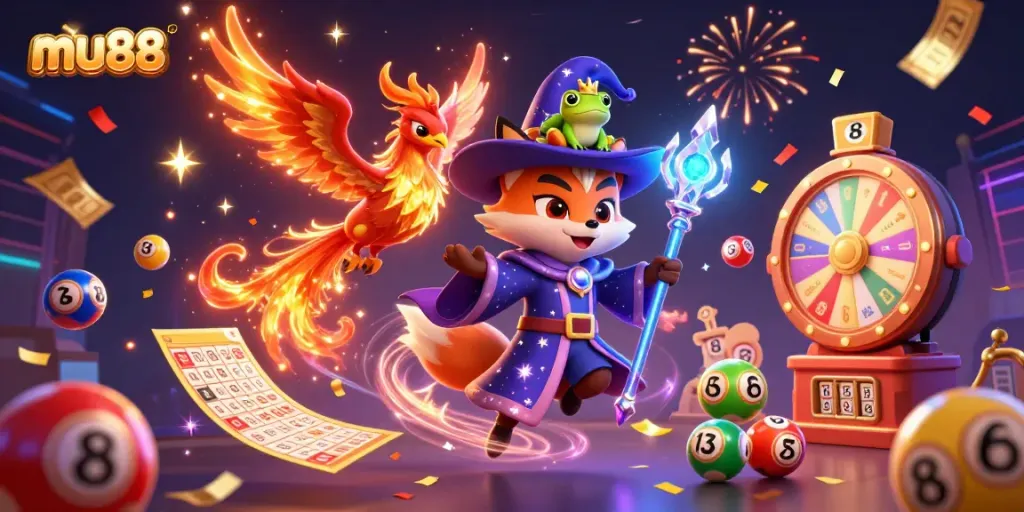 Experience winning moments with mu88 in a vibrant 3D wizardly casino atmosphere.