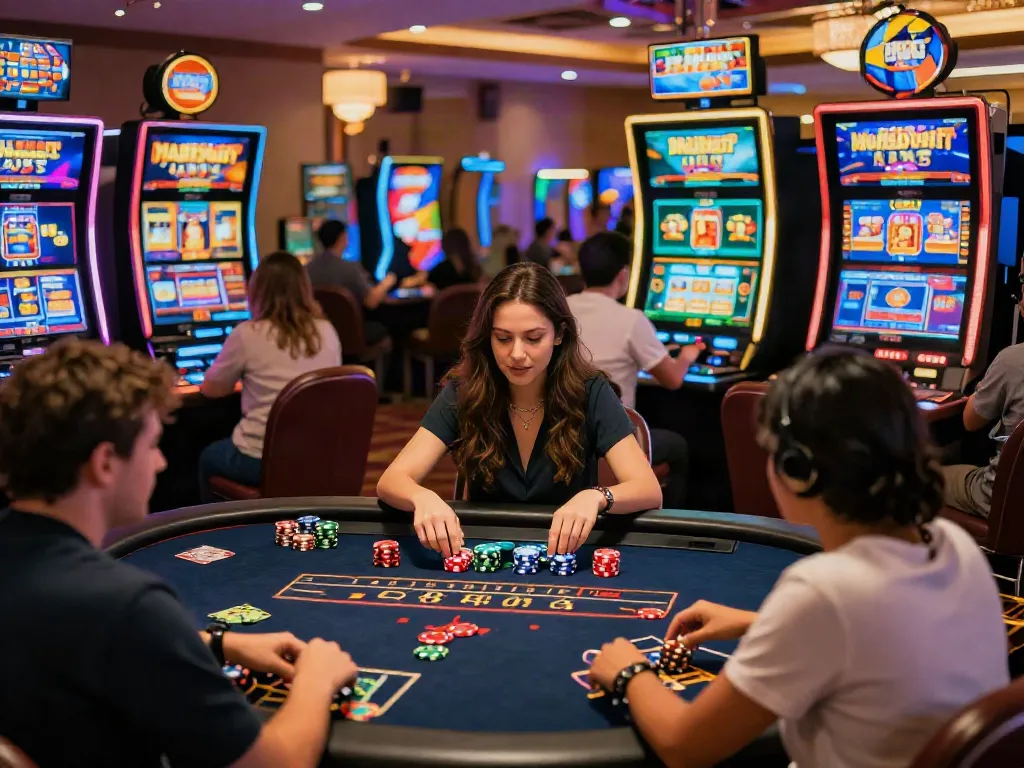 Engaging casino scene featuring players enjoying games and exploring Casinos Sans depots bonuses online.