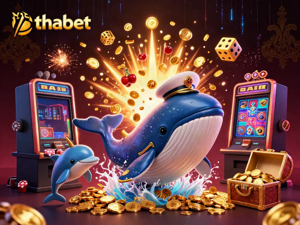 Engage with thrilling casino action in thabet, where a whimsical whale and friends celebrate jackpots.