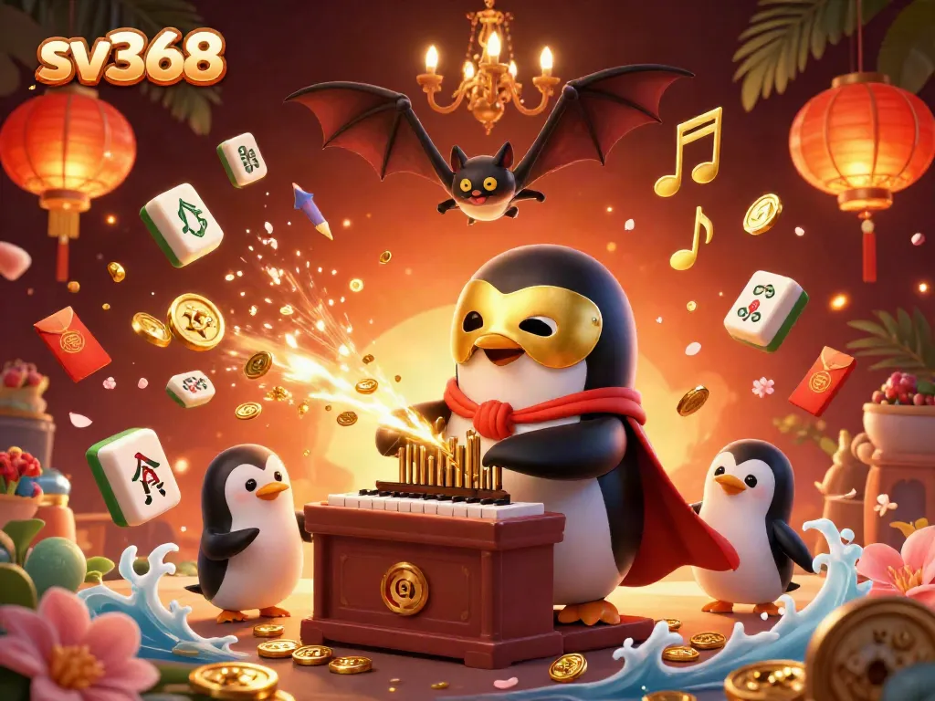 Experience sv368's vibrant casino atmosphere with a festive 3D illustration of gaming excitement.